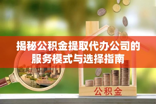 芬园揭秘公积金提取代办公司的服务模式与选择指南